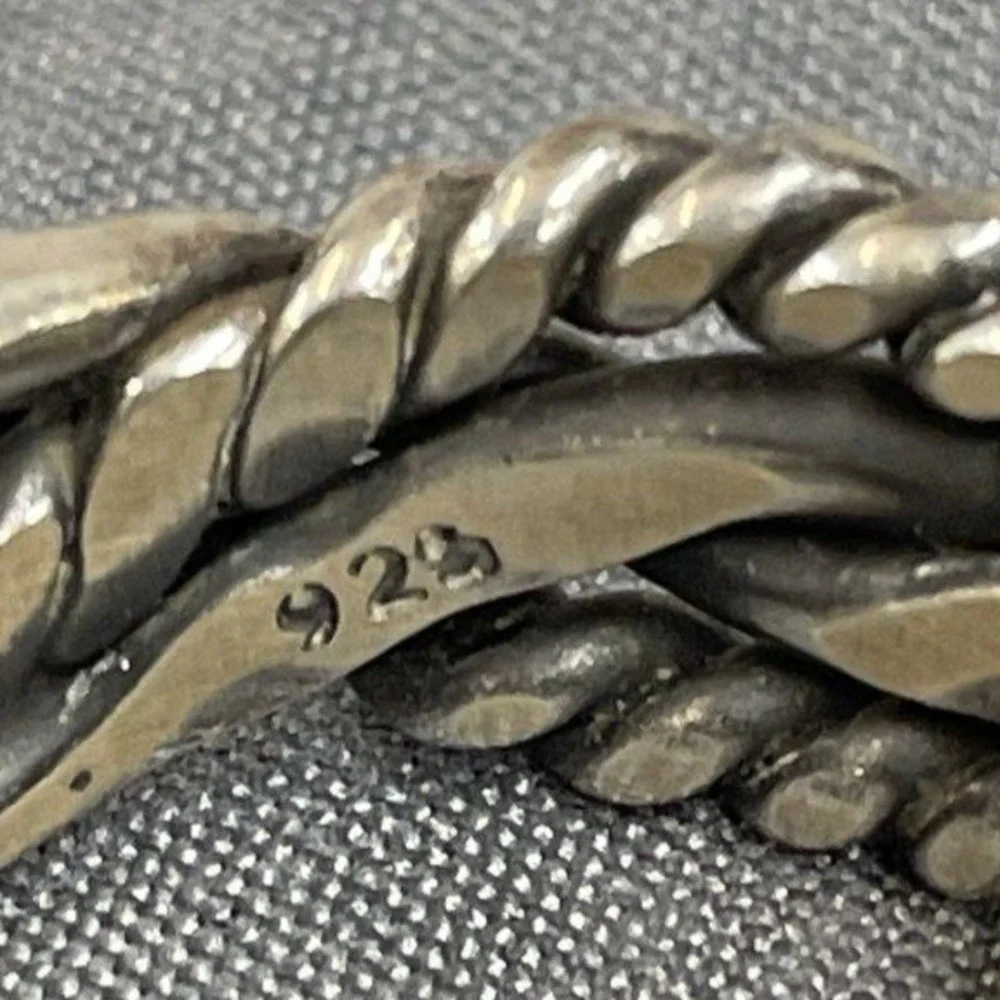Vintage Mexico 925 Sterling Silver Braided Rope Knot Band Ring Size 6.5 9.2g